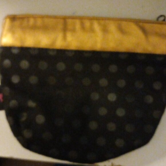 Mattel Barbie "Dolled-Up" Black & Gold Zippered Makeup Cosmetic Bag - Picture 2 of 5